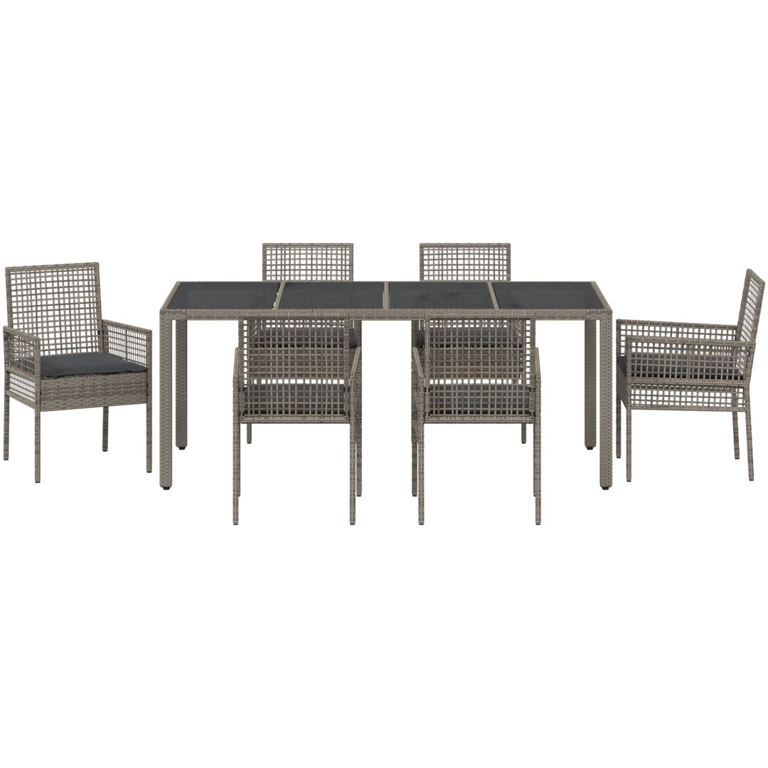 Trädgårdsmatsats 7 pcs Grå Konstrotting vidaXL 190 x 90 x 75 cm – bild 7
