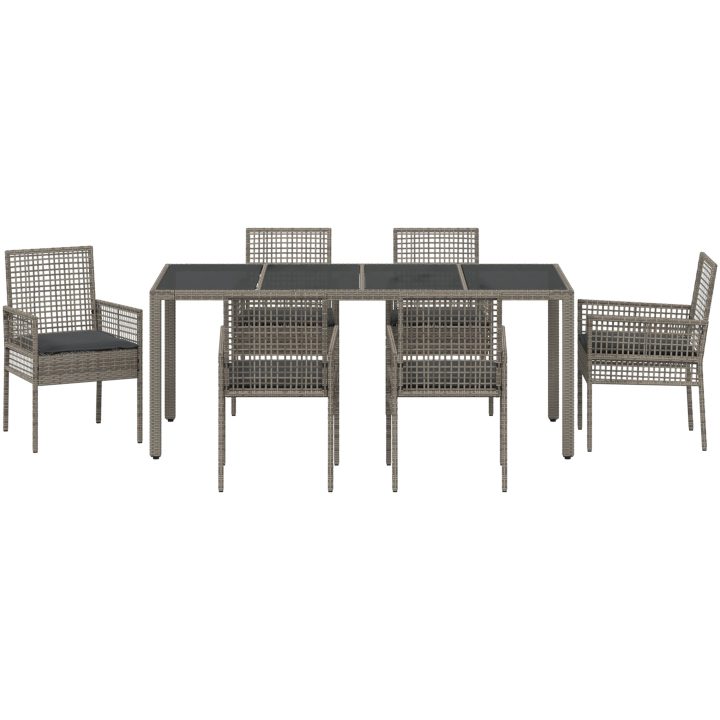 Trädgårdsmatsats 7 pcs Grå Konstrotting vidaXL 190 x 90 x 75 cm – bild 7