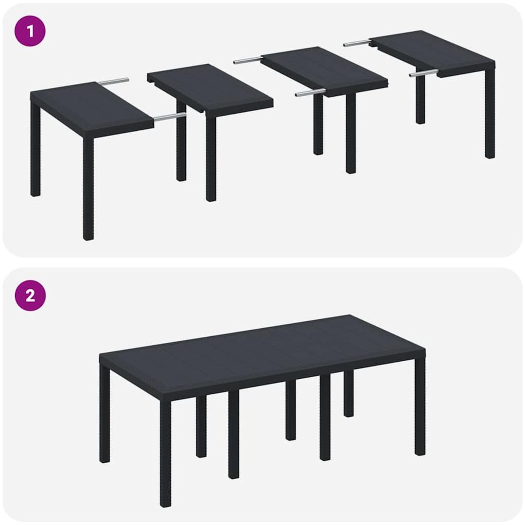 Trädgårdsmatsats 9 pcs Antracit Polypropylen vidaXL 200 x 100 x 73 cm – bild 10
