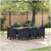 Trädgårdsmatsats 9 pcs Antracit Polypropylen vidaXL 200 x 100 x 73 cm – miniatyr 1