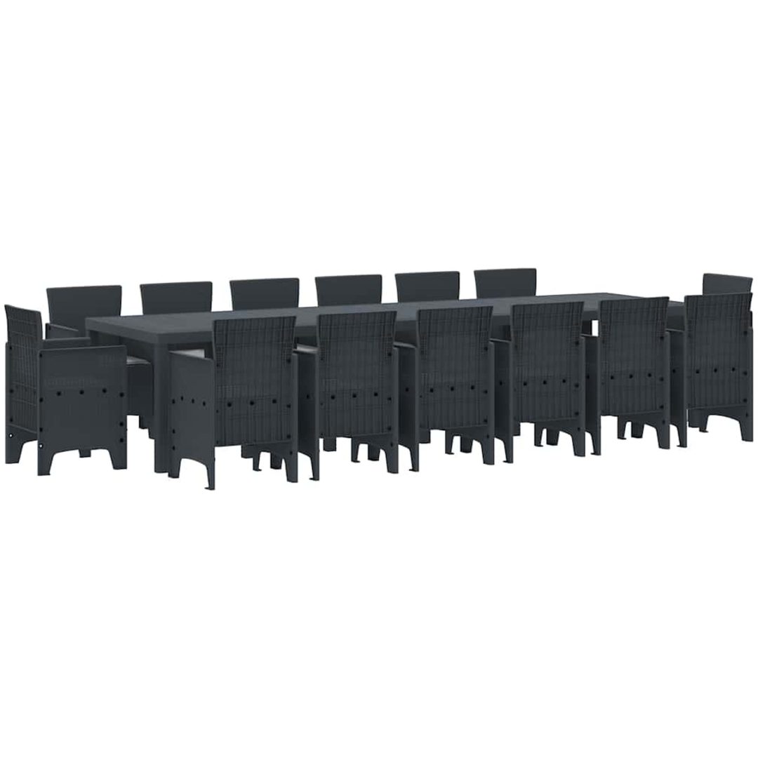 Trädgårdsmatsats med kuddar 15 pcs Antracit vidaXL Stor 14 - Sits – bild 2