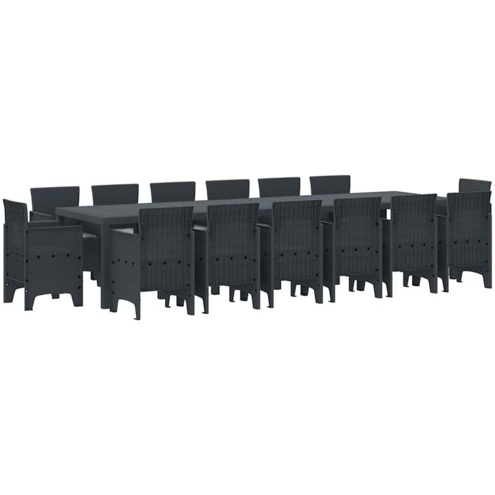 Trädgårdsmatsats med kuddar 15 pcs Antracit vidaXL Stor 14 - Sits – bild 2
