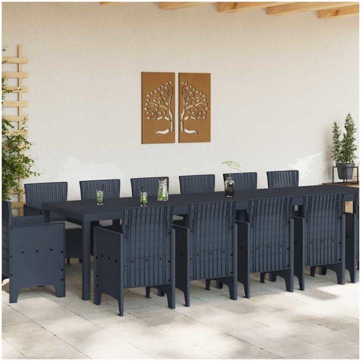 Trädgårdsmatsats med kuddar 15 pcs Antracit vidaXL Stor 14 - Sits – bild 3