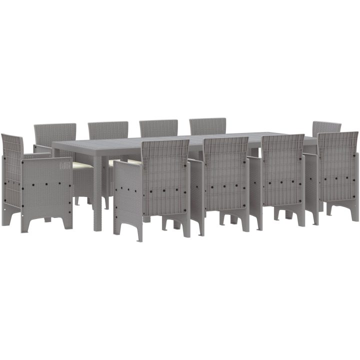 Trädgårdsmatset 11 pcs Ljusgrå polyeten vidaXL 250 x 100 x 73 cm – bild 2