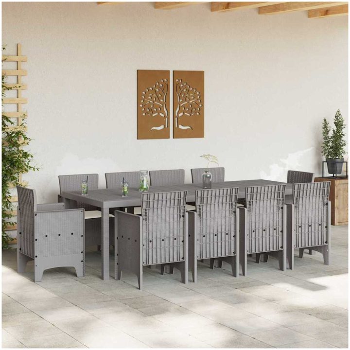 Trädgårdsmatset 11 pcs Ljusgrå polyeten vidaXL 250 x 100 x 73 cm – bild 3