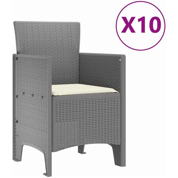 Trädgårdsmatset 11 pcs Ljusgrå polyeten vidaXL 250 x 100 x 73 cm – bild 5