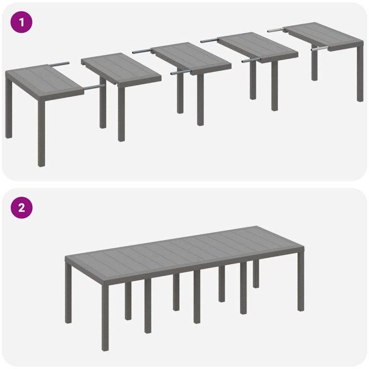 Trädgårdsmatset 11 pcs Ljusgrå polyeten vidaXL 250 x 100 x 73 cm – bild 10