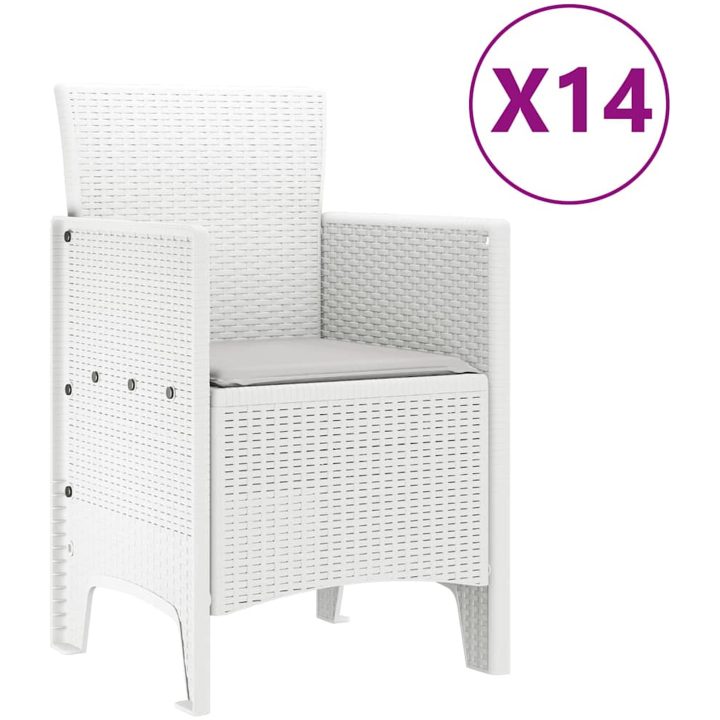 Trädgårdsmatset 15 pcs Vit Rotting vidaXL Stor – bild 4