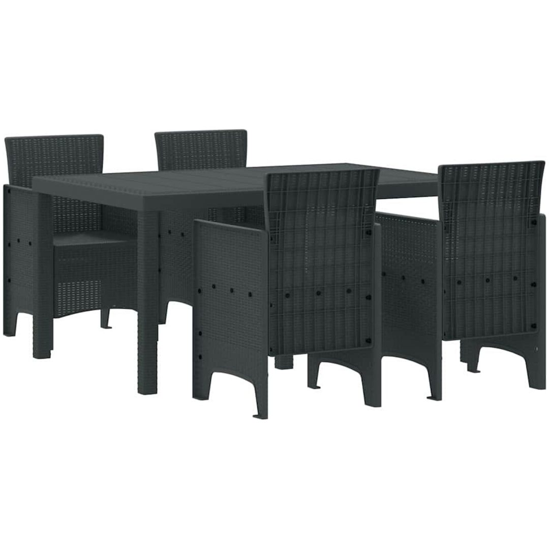 Trädgårdsmatset 5 pcs Antracit Plast vidaXL 150 x 100 x 73 cm – bild 2