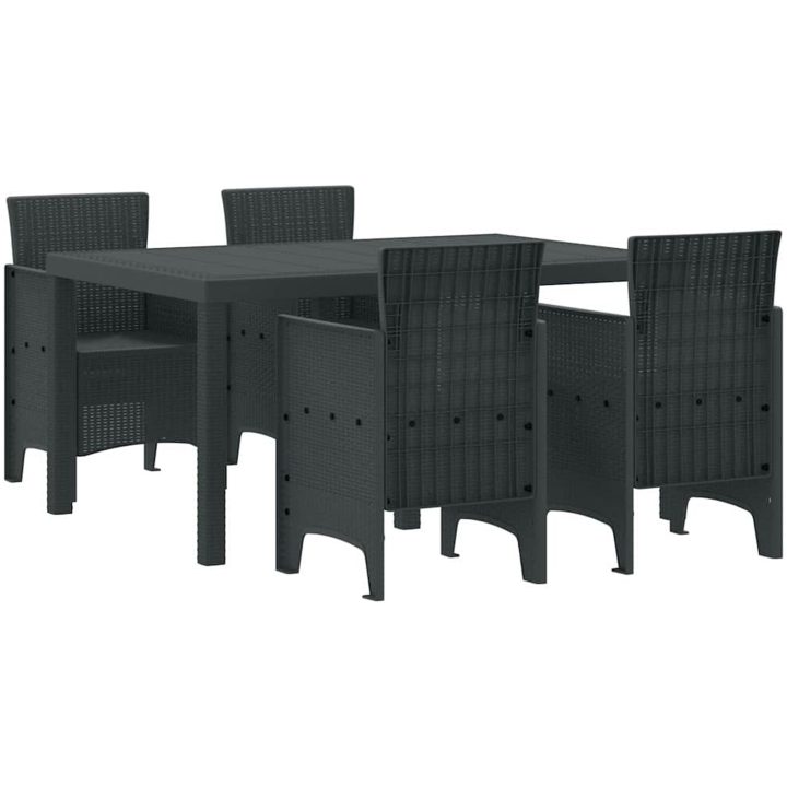 Trädgårdsmatset 5 pcs Antracit Plast vidaXL 150 x 100 x 73 cm – bild 2