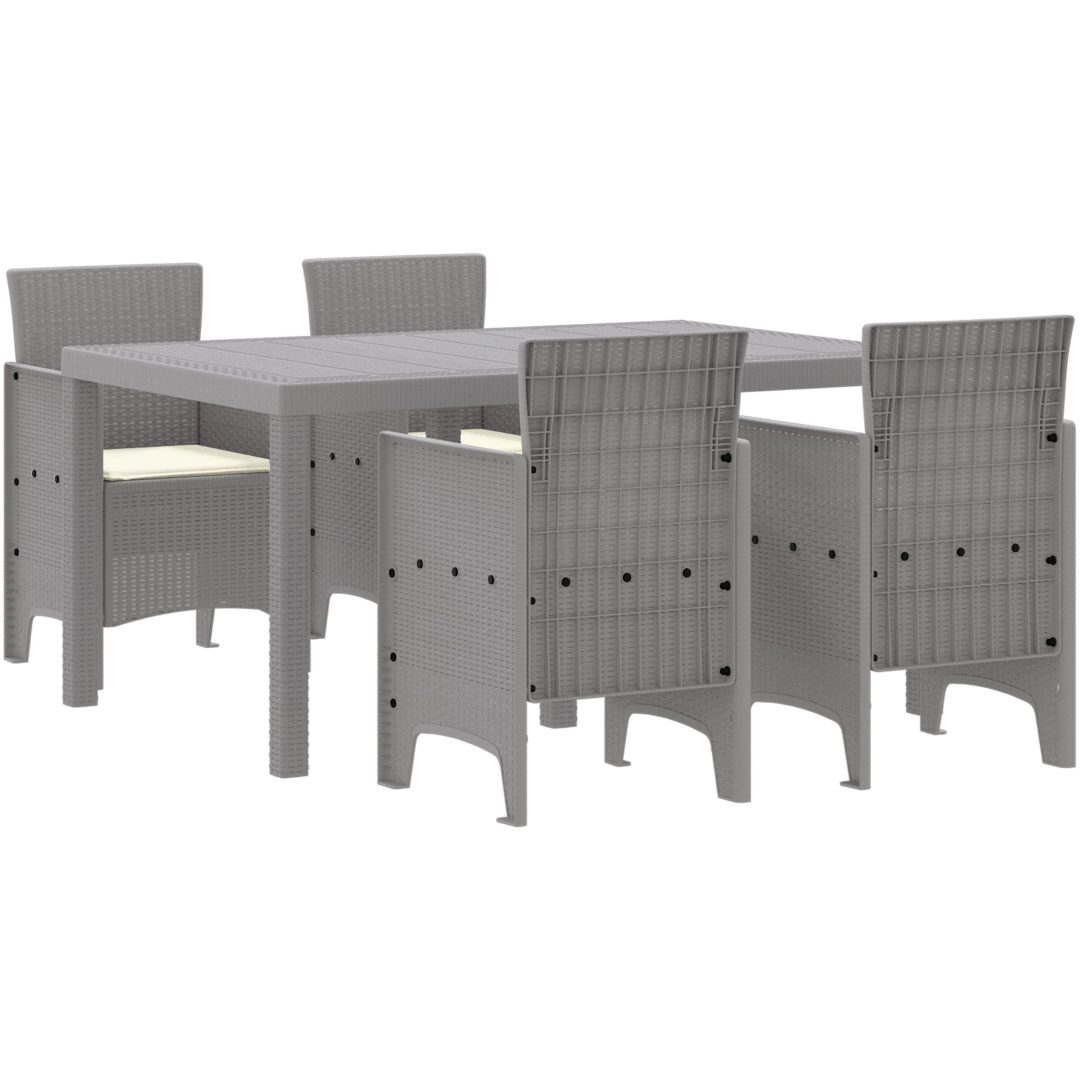 Trädgårdsmatset 5 pcs Ljusgrå Polypropylen vidaXL 150 x 100 x 73 cm – bild 2