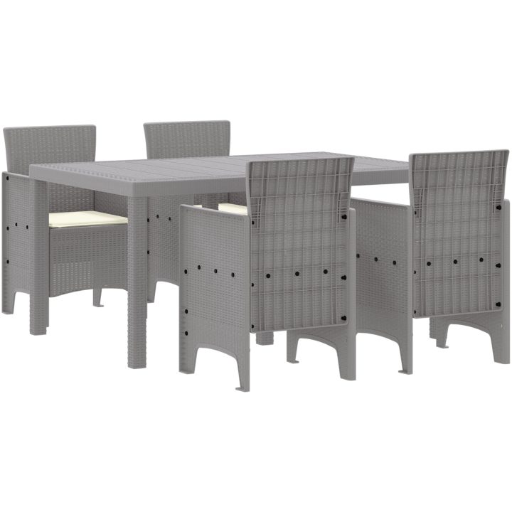 Trädgårdsmatset 5 pcs Ljusgrå Polypropylen vidaXL 150 x 100 x 73 cm – bild 2