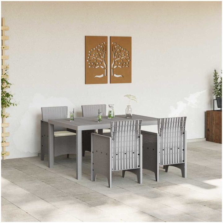 Trädgårdsmatset 5 pcs Ljusgrå Polypropylen vidaXL 150 x 100 x 73 cm – bild 3