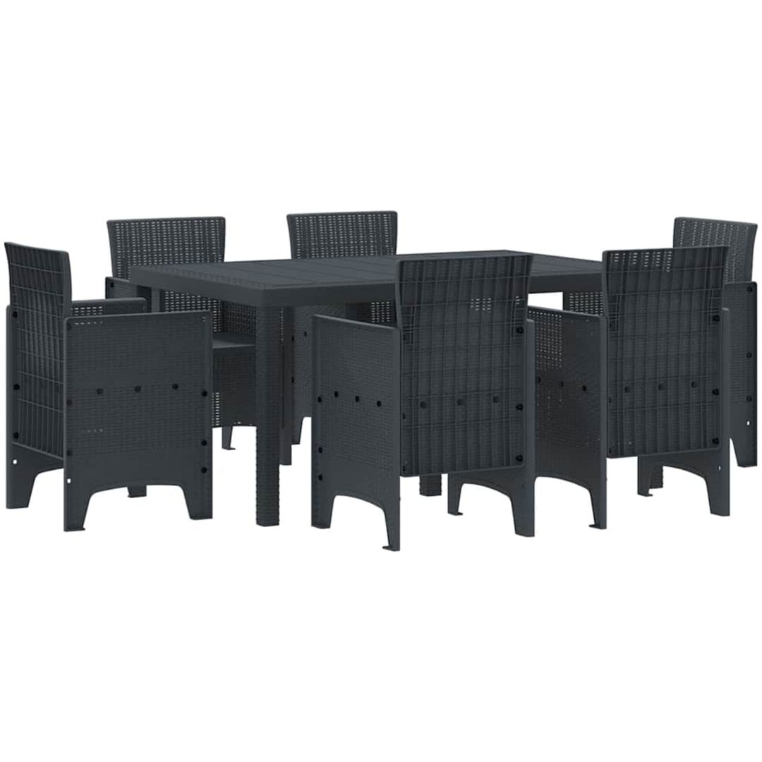 Trädgårdsmatset 7 pcs Antracit PE Rattan vidaXL 150 x 100 x 73 cm – bild 2