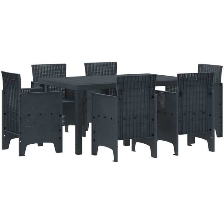 Trädgårdsmatset 7 pcs Antracit PE Rattan vidaXL 150 x 100 x 73 cm – bild 2