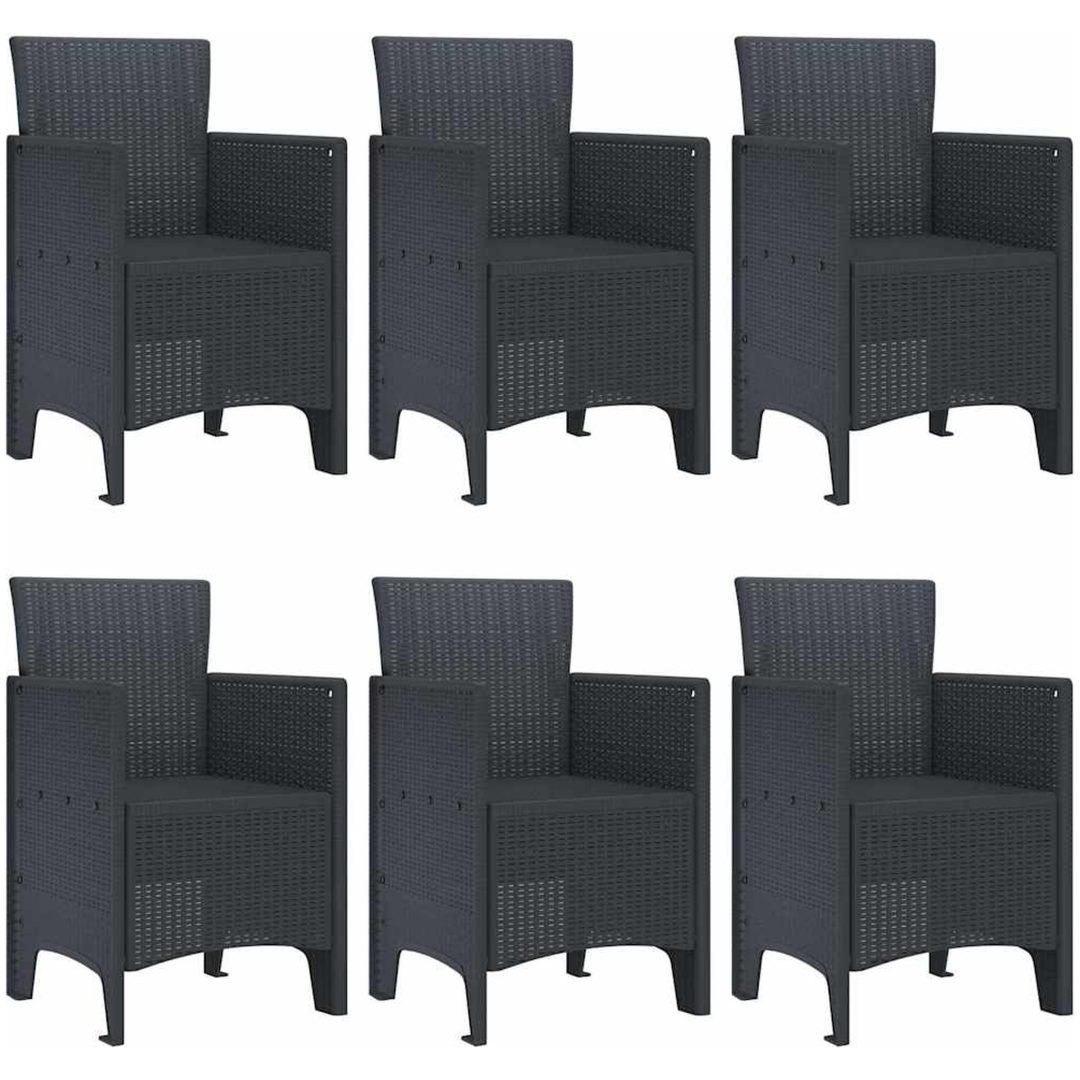 Trädgårdsmatset 7 pcs Antracit PE Rattan vidaXL 150 x 100 x 73 cm – bild 4