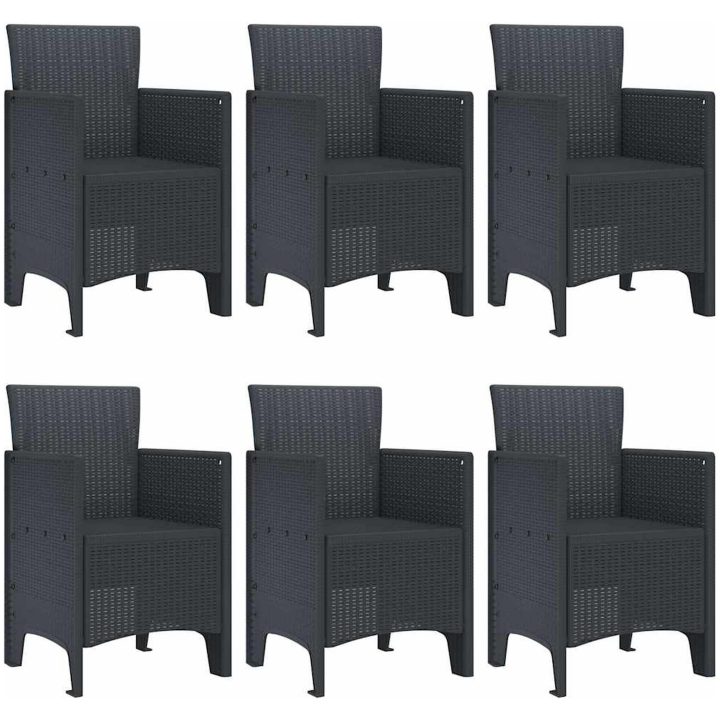 Trädgårdsmatset 7 pcs Antracit PE Rattan vidaXL 150 x 100 x 73 cm – bild 4
