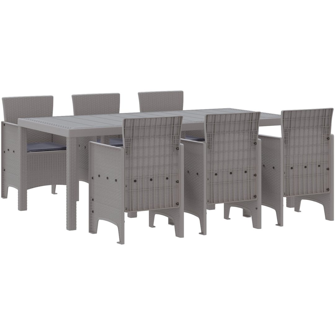 Trädgårdsmatset 7 pcs Ljusgrå Plast vidaXL 200 x 100 x 73 cm – bild 2