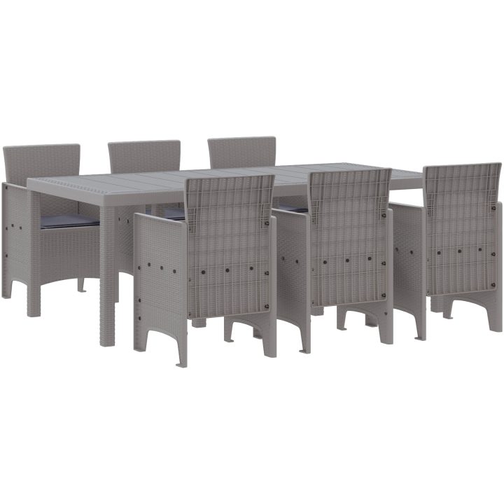 Trädgårdsmatset 7 pcs Ljusgrå Plast vidaXL 200 x 100 x 73 cm – bild 2