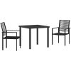 Trädgårdsmatset i 3 Dela Svart PVC Rattan vidaXL 80 x 80 x 73 cm – miniatyr 2