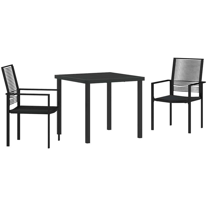 Trädgårdsmatset i 3 Dela Svart PVC Rattan vidaXL 80 x 80 x 73 cm – bild 2