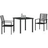 Trädgårdsmatset i 3 Dela Svart PVC Rattan vidaXL 80 x 80 x 73 cm – miniatyr 3