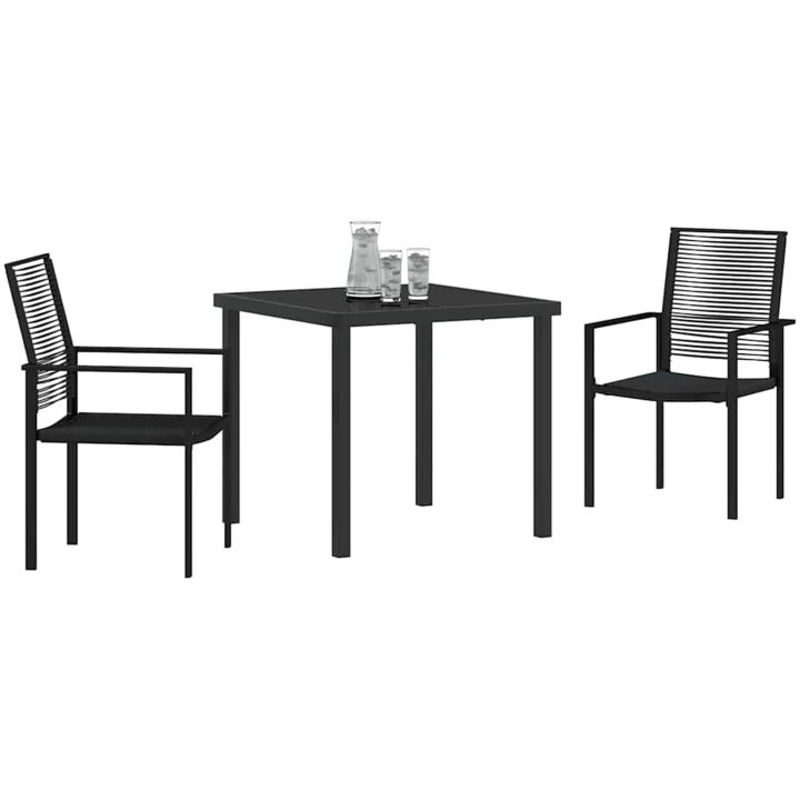 Trädgårdsmatset i 3 Dela Svart PVC Rattan vidaXL 80 x 80 x 73 cm – bild 3