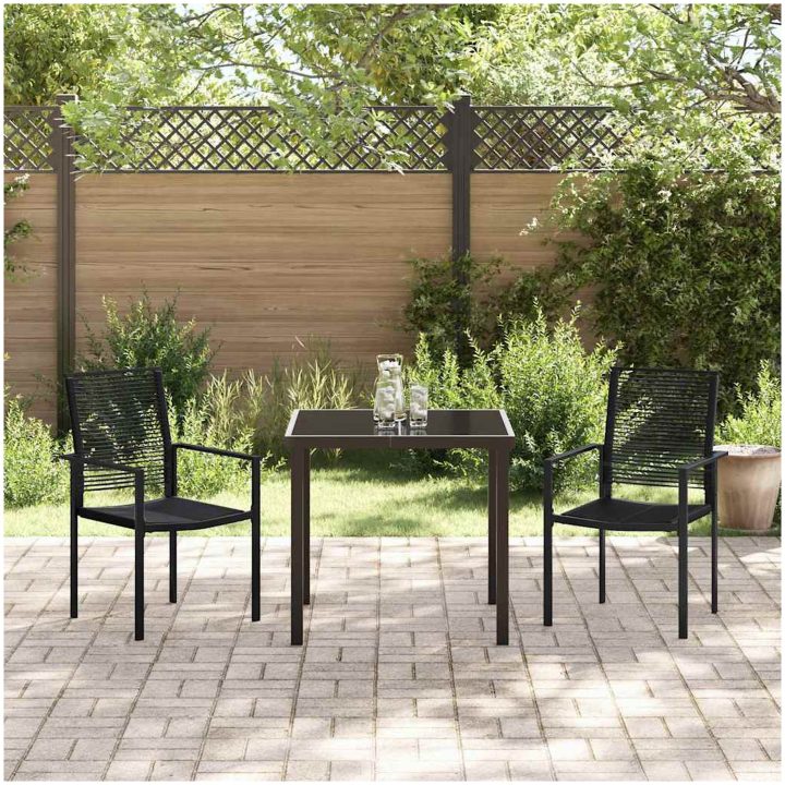 Trädgårdsmatset i 3 Dela Svart PVC Rattan vidaXL 80 x 80 x 73 cm – bild 4