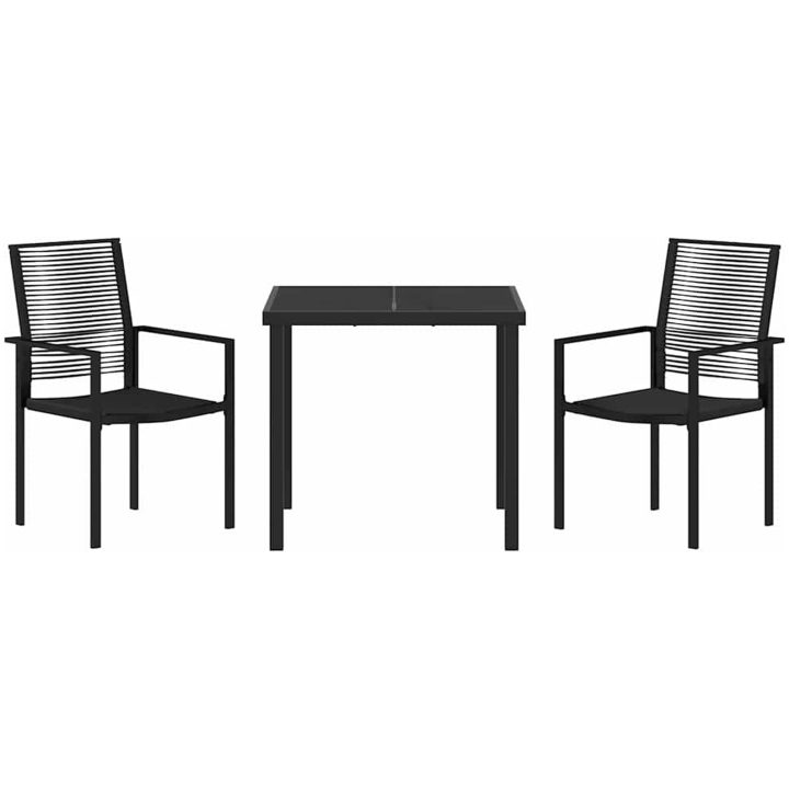 Trädgårdsmatset i 3 Dela Svart PVC Rattan vidaXL 80 x 80 x 73 cm – bild 7
