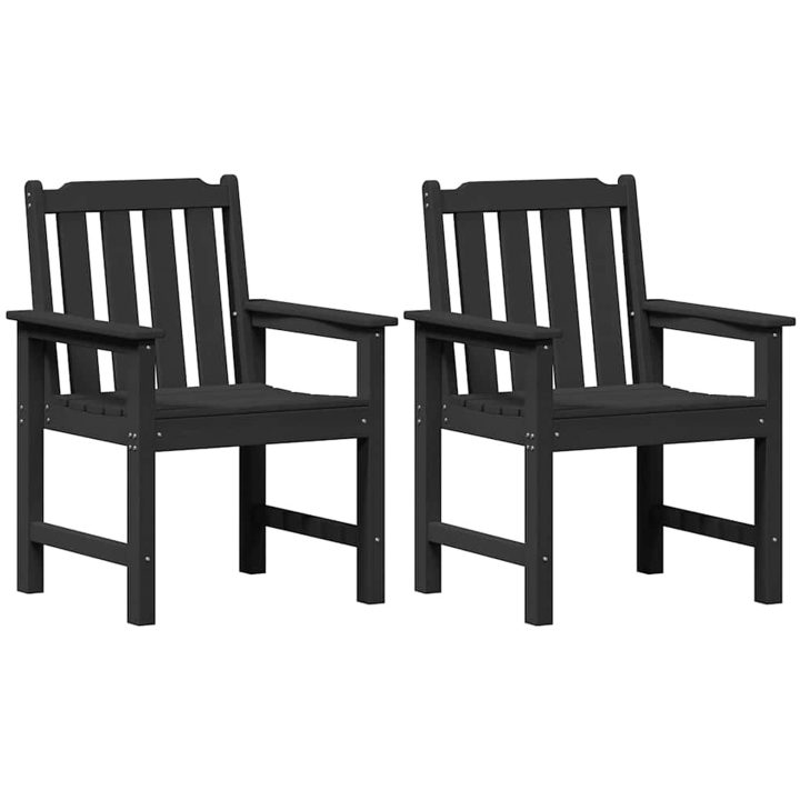 Trädgårdsmatsstolar 2 st Svart HDPE vidaXL Medium – bild 2