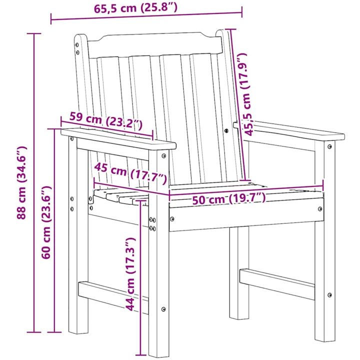 Trädgårdsmatsstolar 2 st Svart HDPE vidaXL Medium – bild 12