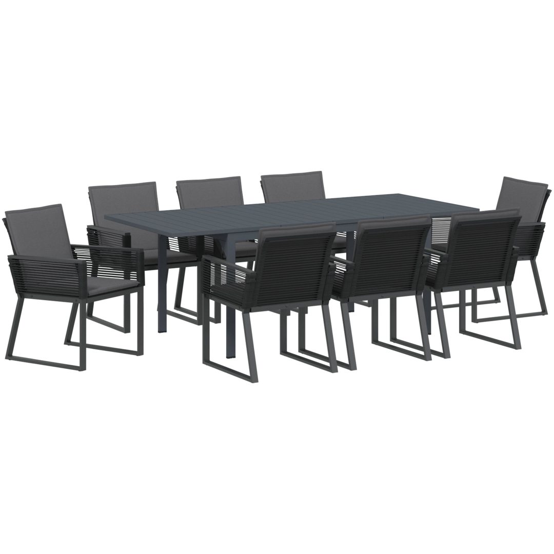 Trädgårdsmatställning 9 pcs Svart Metall vidaXL Large – bild 2