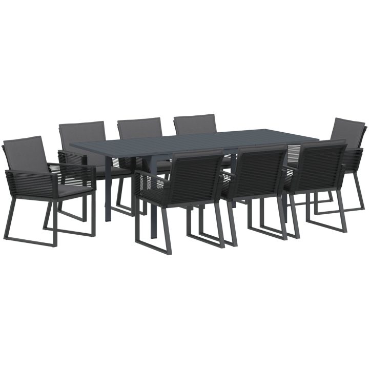 Trädgårdsmatställning 9 pcs Svart Metall vidaXL Large – bild 2