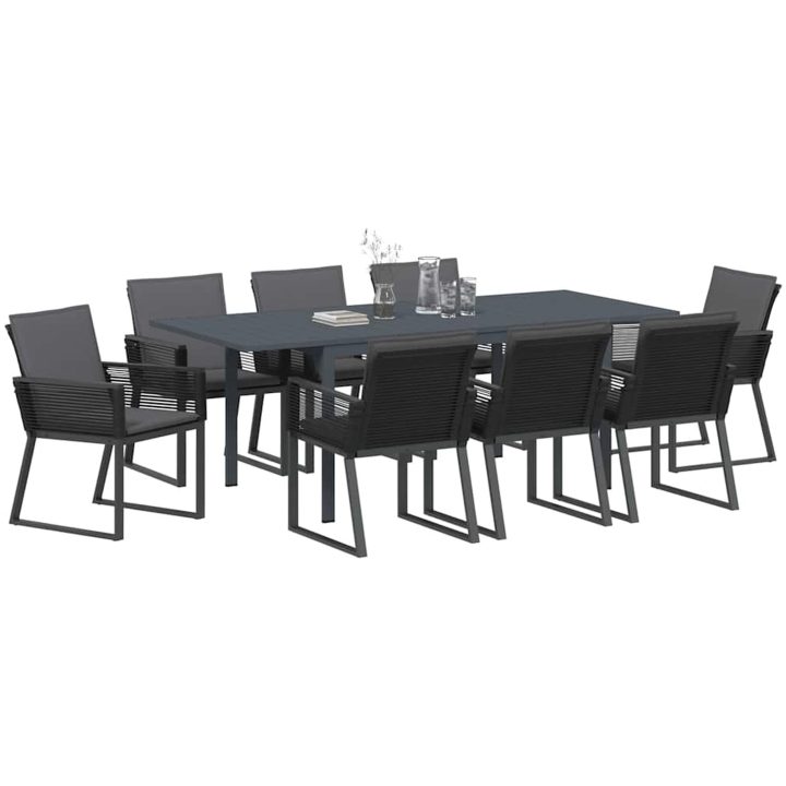 Trädgårdsmatställning 9 pcs Svart Metall vidaXL Large – bild 3