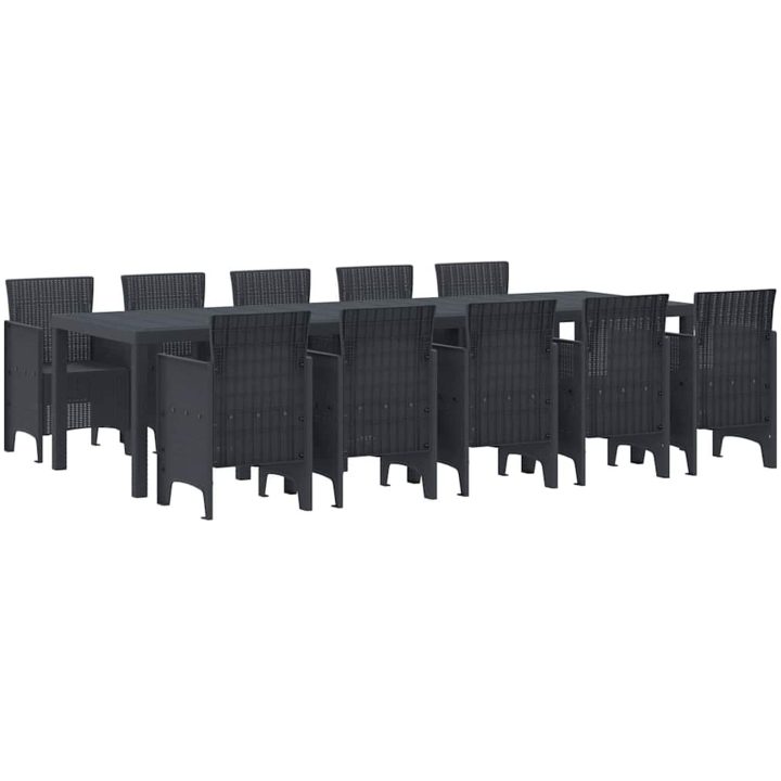 Trädgårdsmöbelset 11 pcs Antracit Plast vidaXL 10 - Sits – bild 2