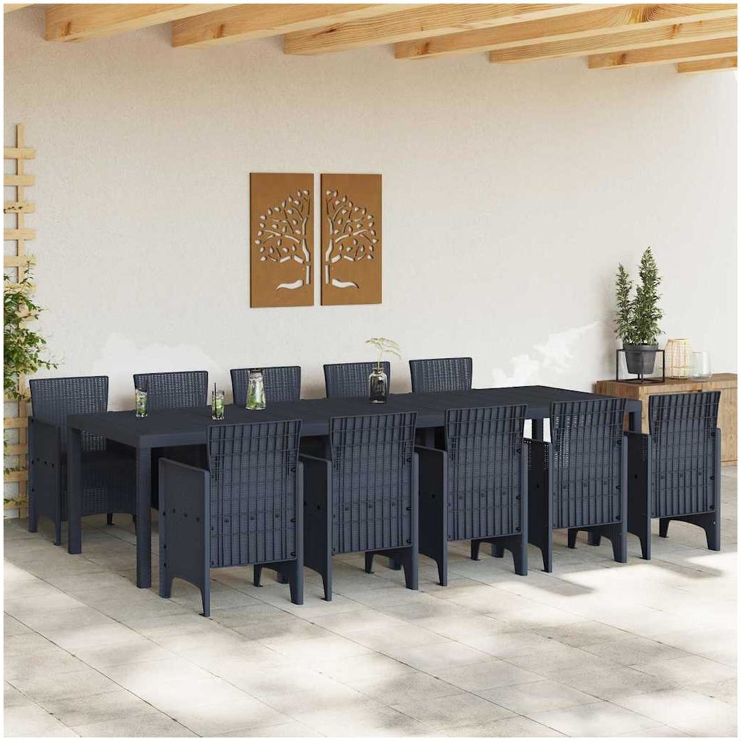 Trädgårdsmöbelset 11 pcs Antracit Plast vidaXL 10 - Sits – bild 3