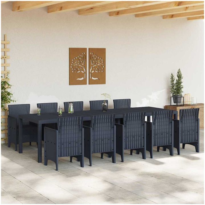 Trädgårdsmöbelset 11 pcs Antracit Plast vidaXL 10 - Sits – bild 3