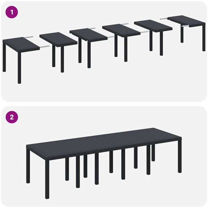 Trädgårdsmöbelset 11 pcs Antracit Plast vidaXL 10 - Sits – bild 9