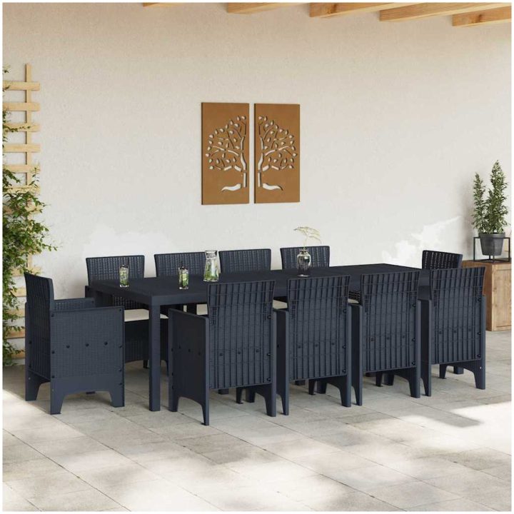 Trädgårdsmöbelset 11 pcs Antracit vidaXL 250 x 100 x 73 cm – bild 3