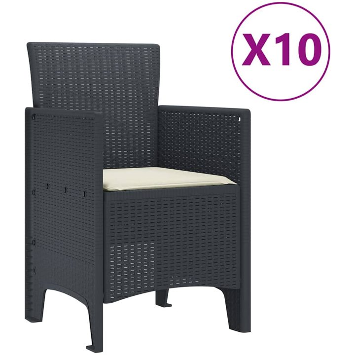 Trädgårdsmöbelset 11 pcs Antracit vidaXL 250 x 100 x 73 cm – bild 5