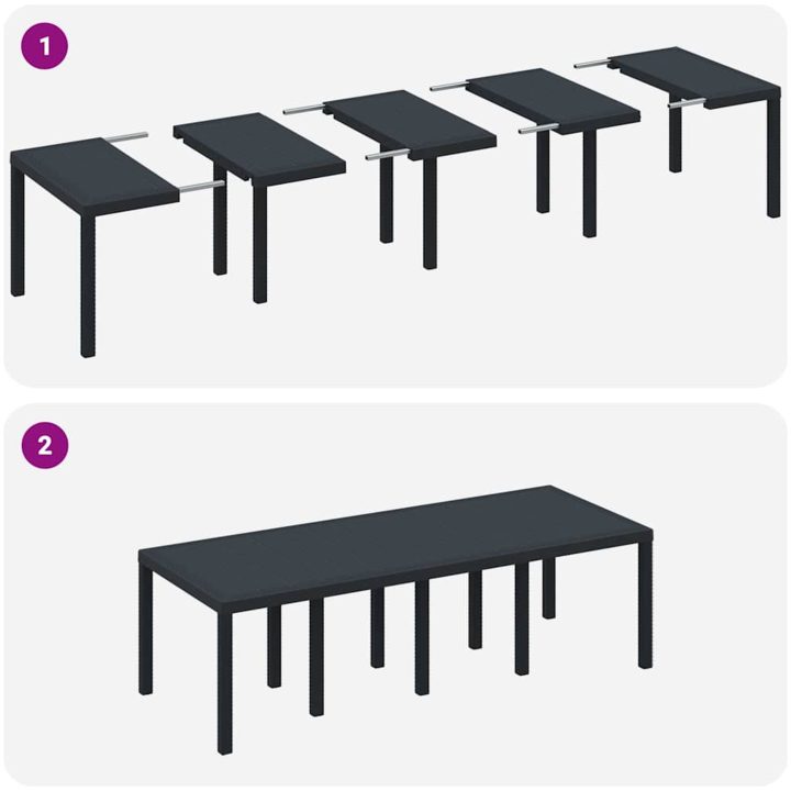 Trädgårdsmöbelset 11 pcs Antracit vidaXL 250 x 100 x 73 cm – bild 9