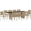 Trädgårdsmöbelset 11 pcs Beige 10-Personer Stort Konstrotting vidaXL 10 - Personer, stort – miniatyr 2