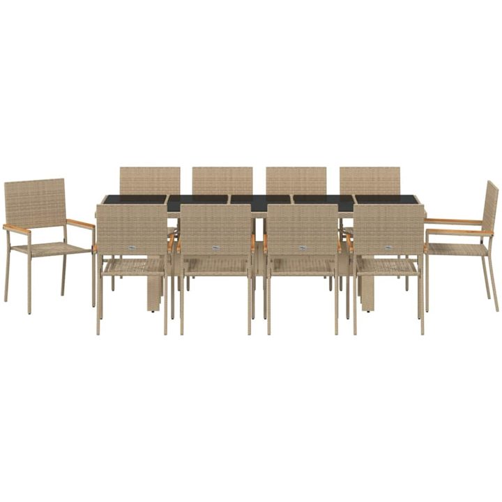 Trädgårdsmöbelset 11 pcs Beige 10-Personer Stort Konstrotting vidaXL 10 - Personer, stort – bild 7