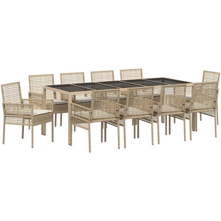Trädgårdsmöbelset 11 pcs Beige vidaXL 250 x 100 x 75 cm – bild 2