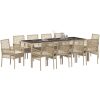 Trädgårdsmöbelset 11 pcs Beige vidaXL 250 x 100 x 75 cm – miniatyr 3