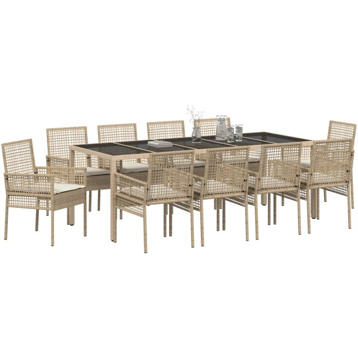 Trädgårdsmöbelset 11 pcs Beige vidaXL 250 x 100 x 75 cm – bild 3