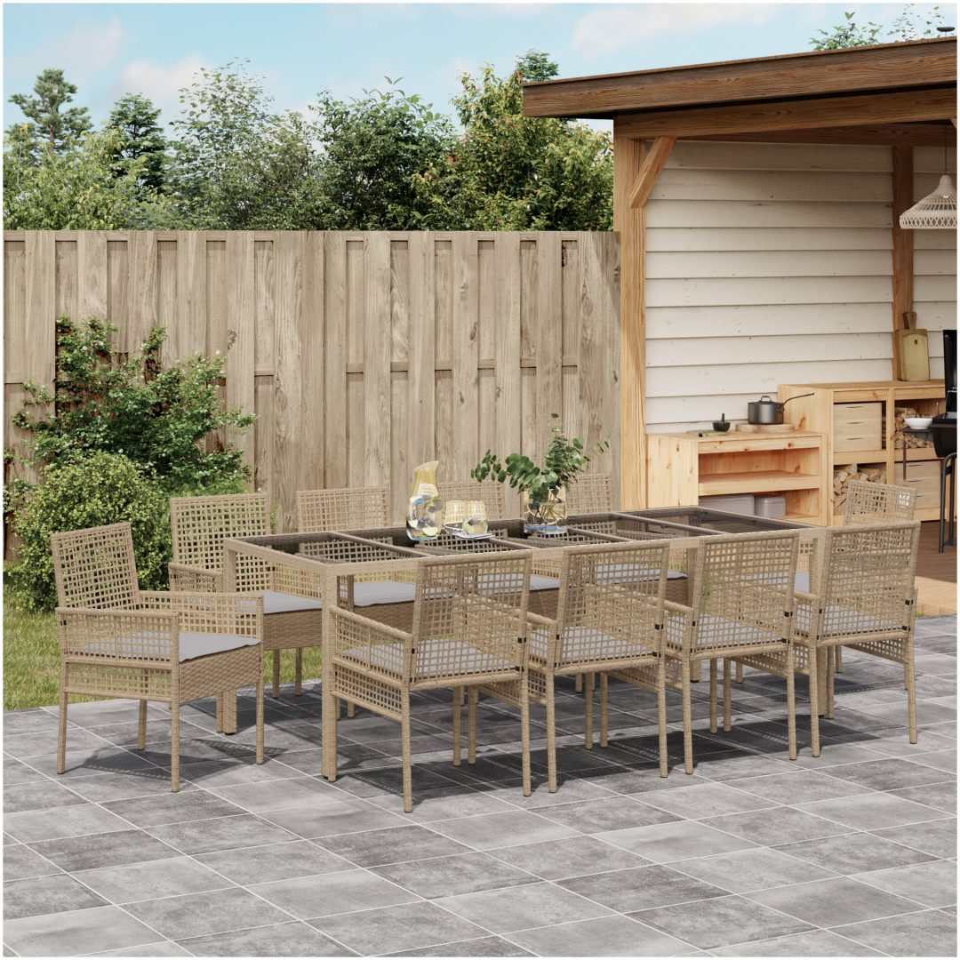 Trädgårdsmöbelset 11 pcs Beige vidaXL 250 x 100 x 75 cm – bild 4