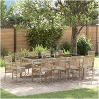 Trädgårdsmöbelset 11 pcs Beige vidaXL