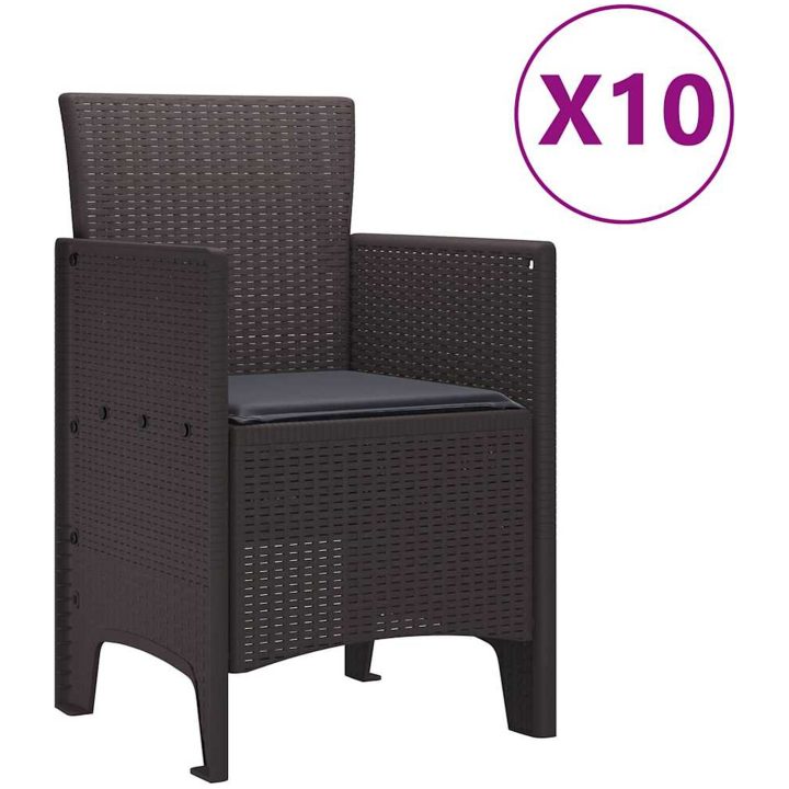 Trädgårdsmöbelset 11 pcs Brun och Antracit Rotting vidaXL Stor – bild 5