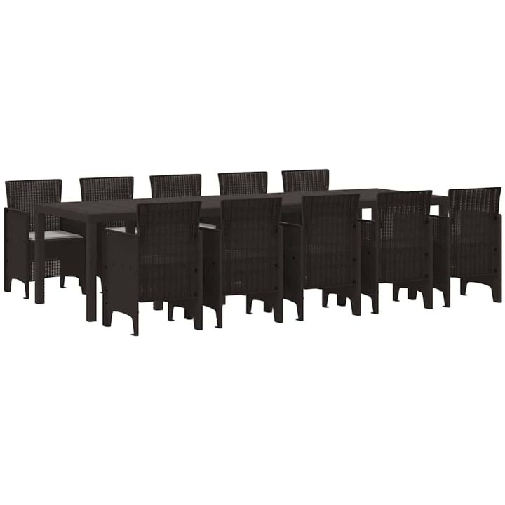Trädgårdsmöbelset 11 pcs Brun och Ljusgrå Poly rattan vidaXL Stor – bild 2